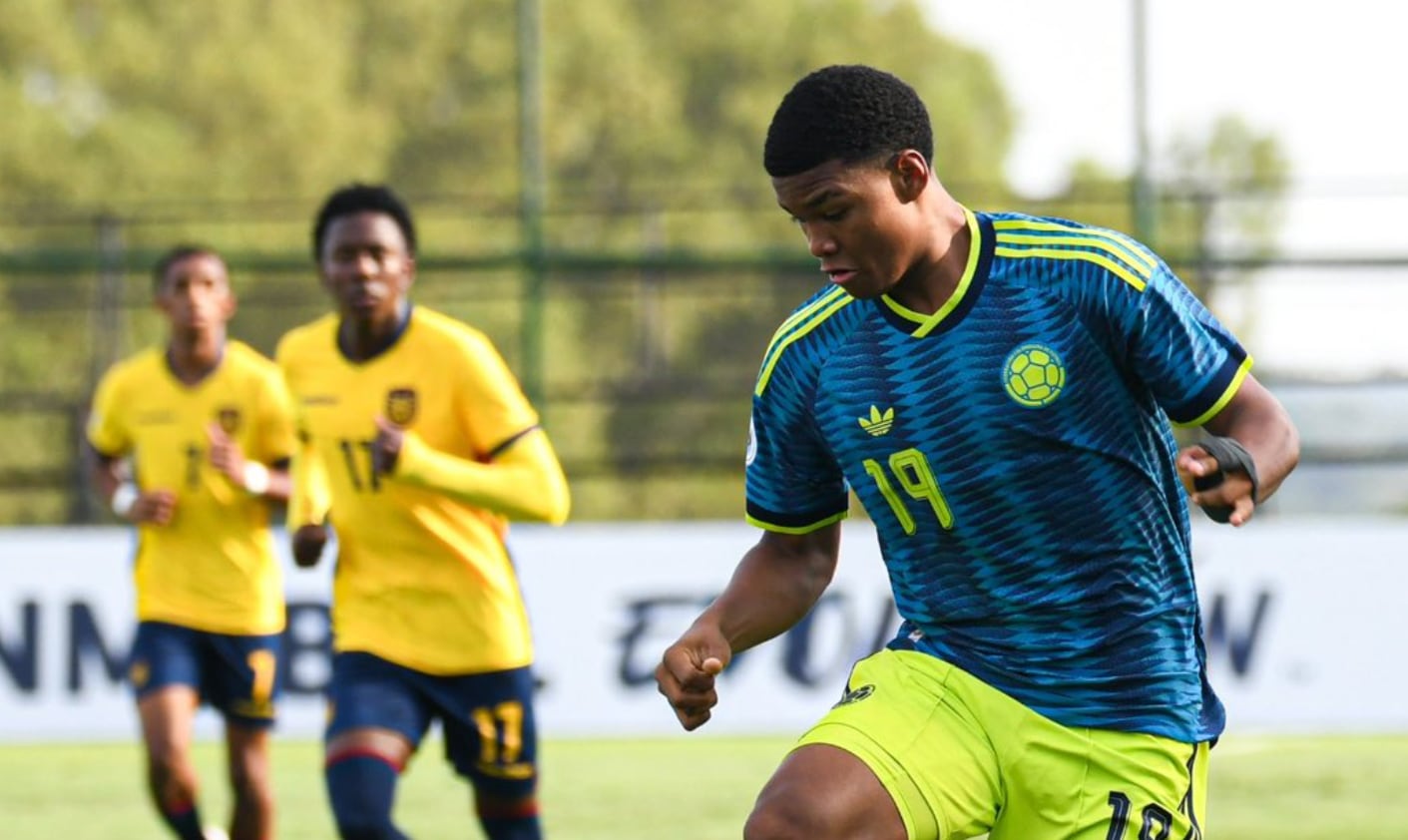 José Escorcia, volante de la selección Colombia sub-17 que le marcó dos goles a Brasil en Asunción - crédito FCF