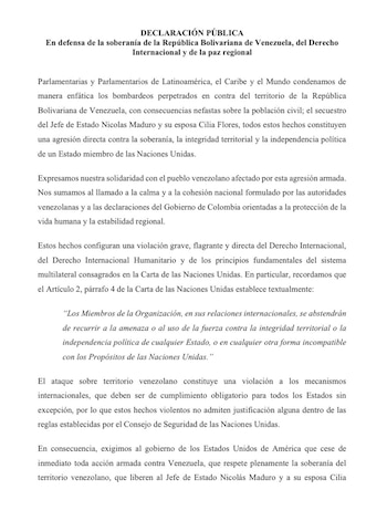 El pronunciamiento incluyó un llamado