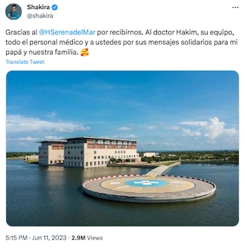 Shakira agradeció a la clínica