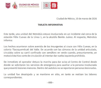 Se anunció un incidente en