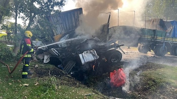 Fatal choque entre dos camiones