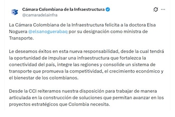 La CCI espera que Elsa Noguera pueda impulsar una infraestructura que fortalezca la conectividad del país - crédito @CamaraDeLaInfra/X