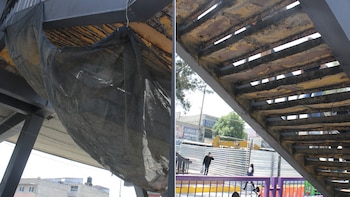 Escaleras en mal estado en la estación del Metro CU. (Crédito: Jaqueline Viedma/Infobae México)
