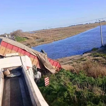 Chocaron cuatro camiones en la ruta 51, cayeron de un puente: un muerto y tres heridos