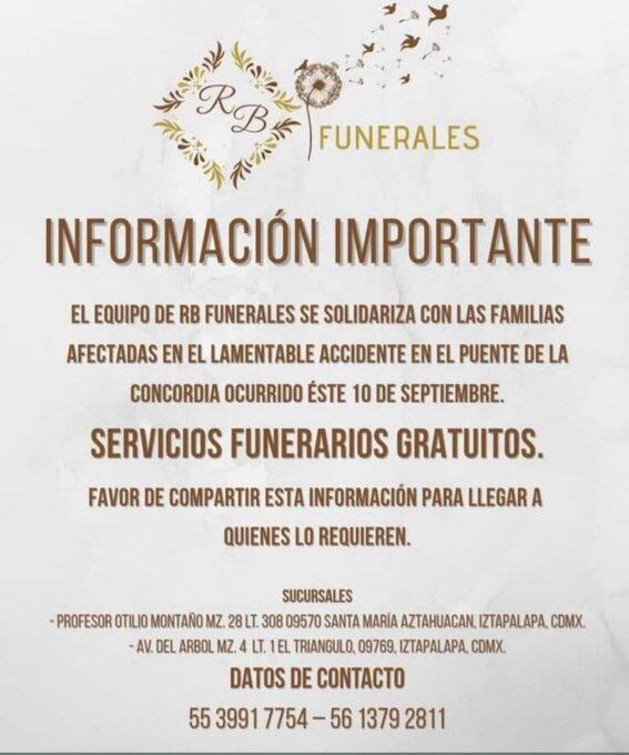 RB Funerales ofrece servicios gratuitos. Foto: x.com/@perliestrellamx