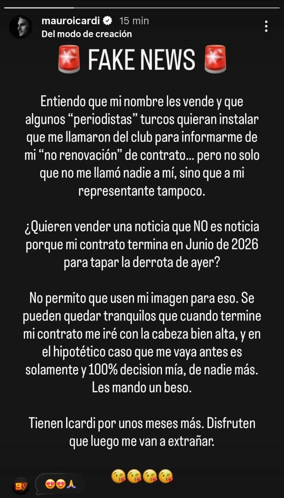 El posteo de Mauro Icardi (Instagram)