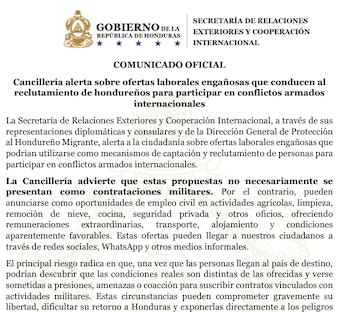 Los registros oficiales reportan diez hondureños desaparecidos en la guerra entre Rusia y Ucrania.