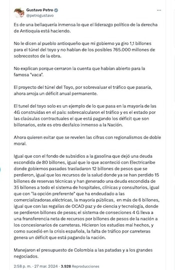 Sin mencionarlo, el presidente Gustavo