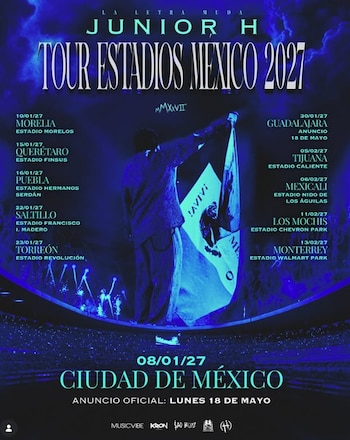 El concierto inaugural del Tour Estadios México 2027 se realizará en la Ciudad de México el 8 de enero, dando inicio a una gira histórica