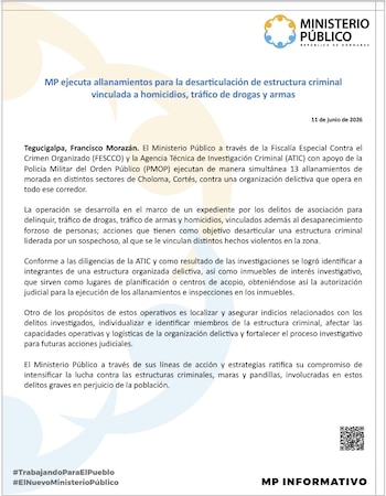Los allanamientos fueron autorizados por los tribunales competentes. (FOTO: X/Ministerio Público)