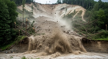 Acumulación de tierra y rocas