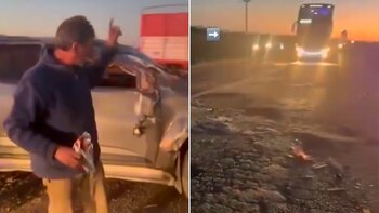 Un hombre volcó con su