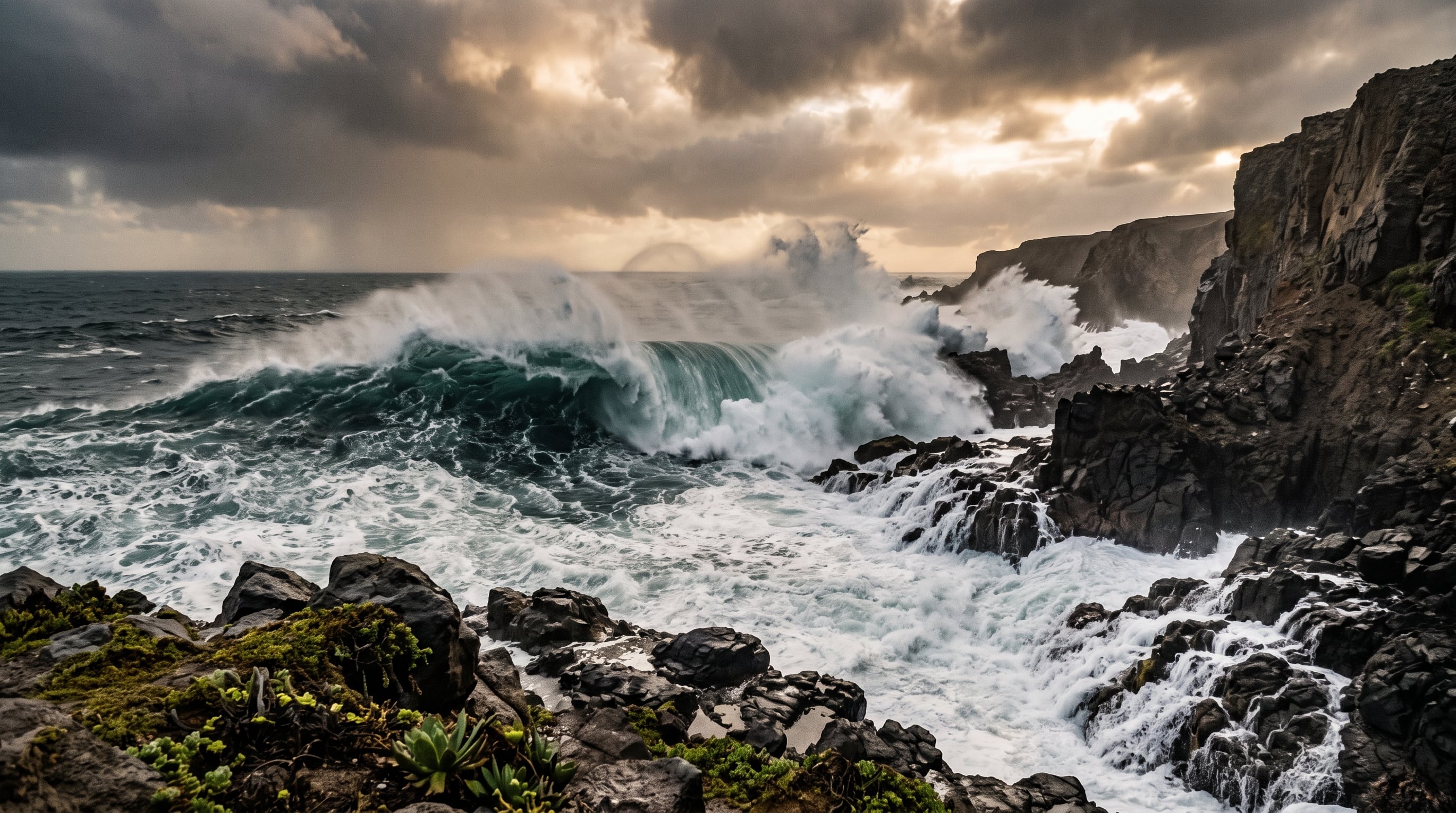 Olas de gran tamaño rompen contra los acantilados de la costa de Perú durante la alerta por el fenómeno de El Niño Costero. (Imagen Ilustrativa Infobae)