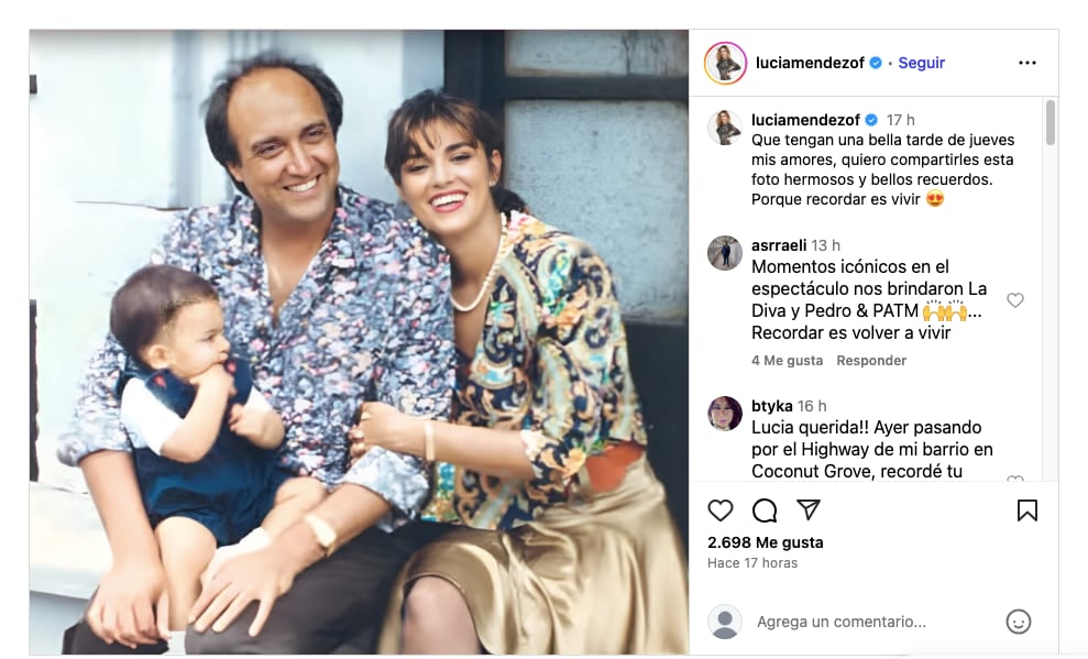 Lucía Méndez y Pedro Torres. (Instagram)