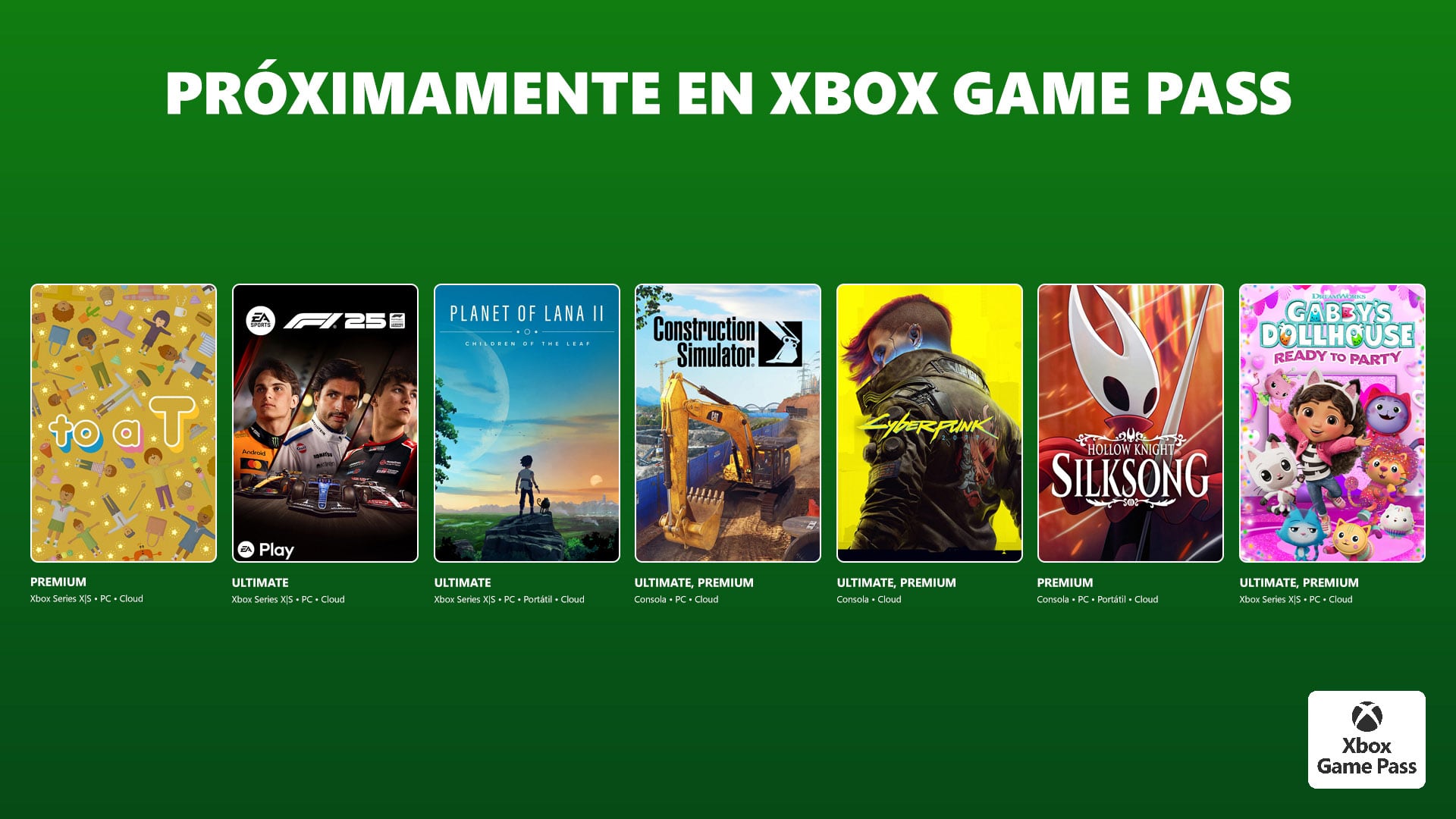 El servicio suma siete juegos destacados, entre ellos la esperada llegada de Cyberpunk 2077 y Hollow Knight: Silksong, disponibles desde el primer día para suscriptores. (Foto: Xbox)