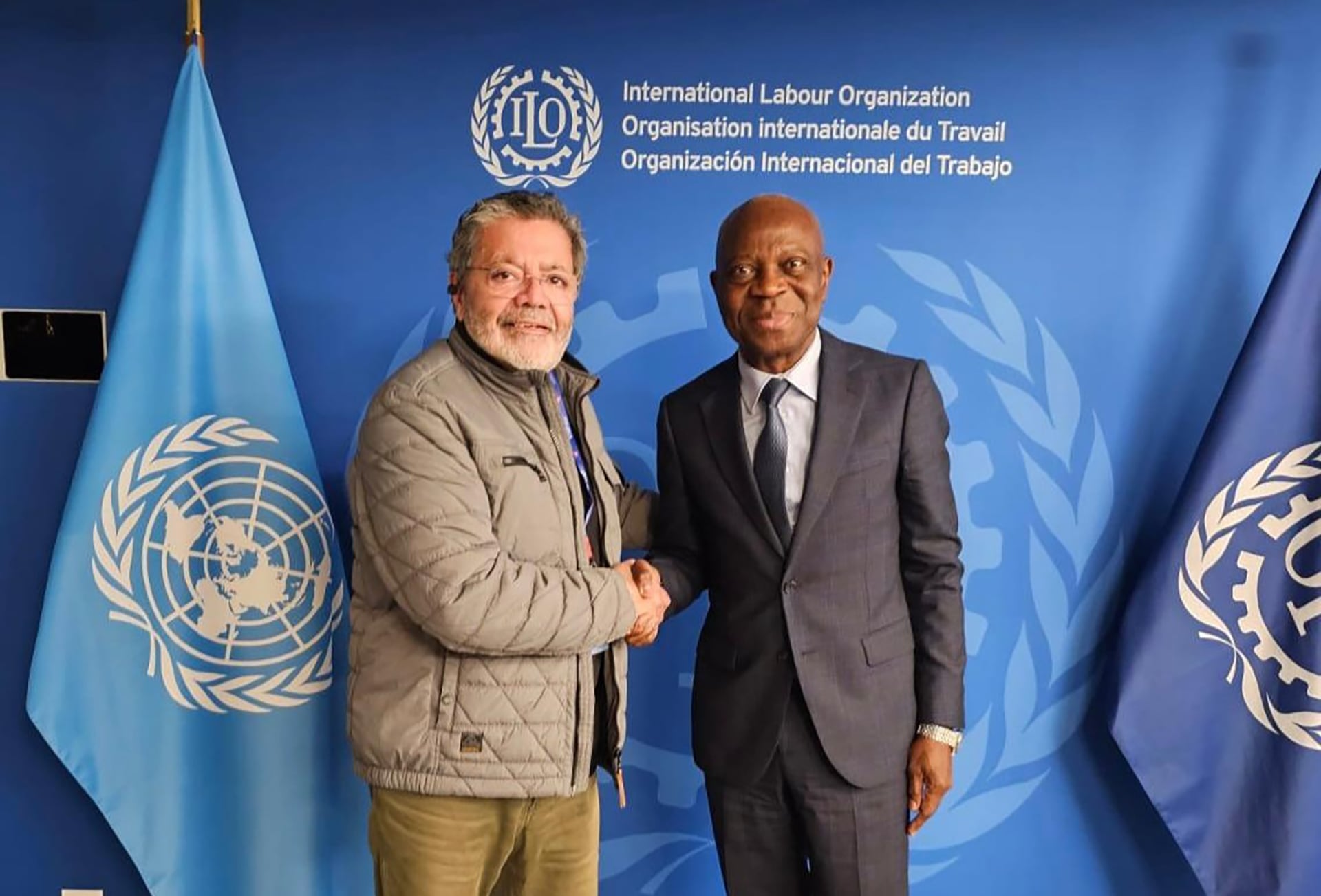 Gerardo Martínez y el director general de la OIT, Gilbert Houngbo