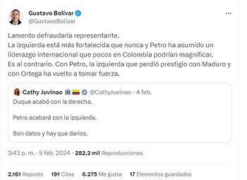 Gustavo Bolívar responde a Catherine