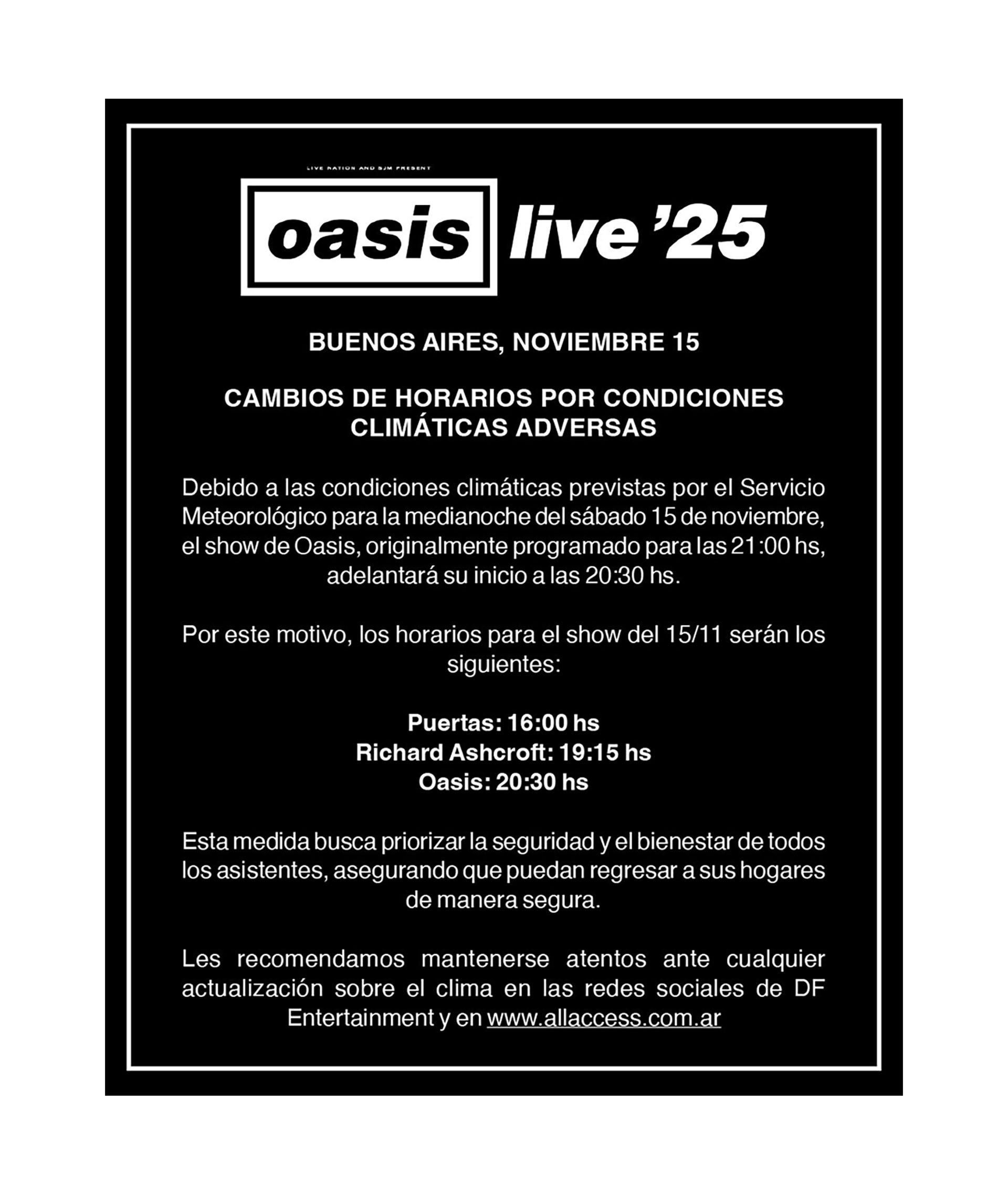 El comunicado de DF sobre el cambio de horarios (Instagram)