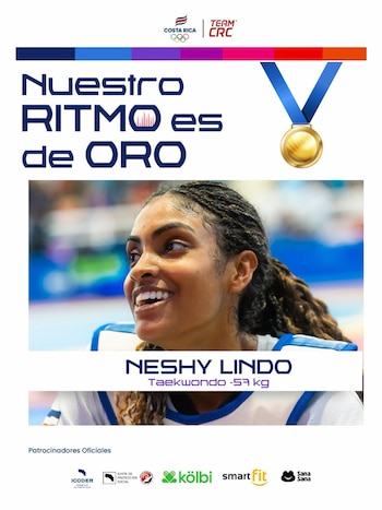 Con la medalla de oro al pecho, la taekwondista costarricense firma su nombre en la historia dorada del deporte nacional (Cortesía: Comité Olímpico de Costa Rica).