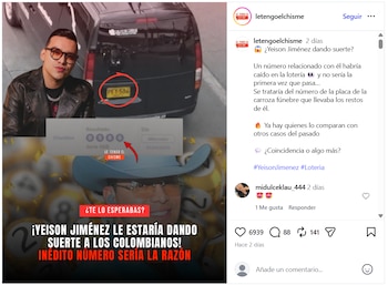 Según el medio Le Tengo el Chisme, las personas están reportando ganar con el número de la carroza fúnebre - crédito etengoelchisme / Instagram