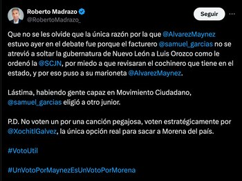 El priista acusó a Máynez