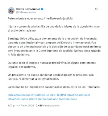 Con este mensaje en X,