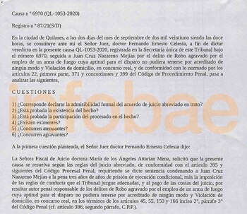 La primera página del documento