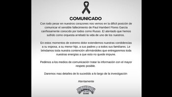 La agrupación publicó un comunicado