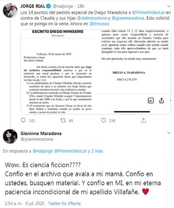 La respuesta de Gianinna Maradona
