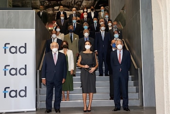 La reina Letizia preside la reunión del Patronato de la Fundación de Ayuda contra la Drogadicción (FAD), celebrada en Madrid el 2 de junio de 2021. (Europa Press)