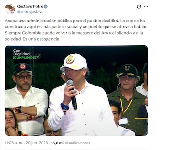 El jefe de Estado sostuvo que los colombianos decidieran en las urnas el futuro del país para los próximos cuatro años - crédito @petrogustavo/X
