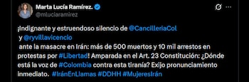 Marta Lucía Ramírez criticó la