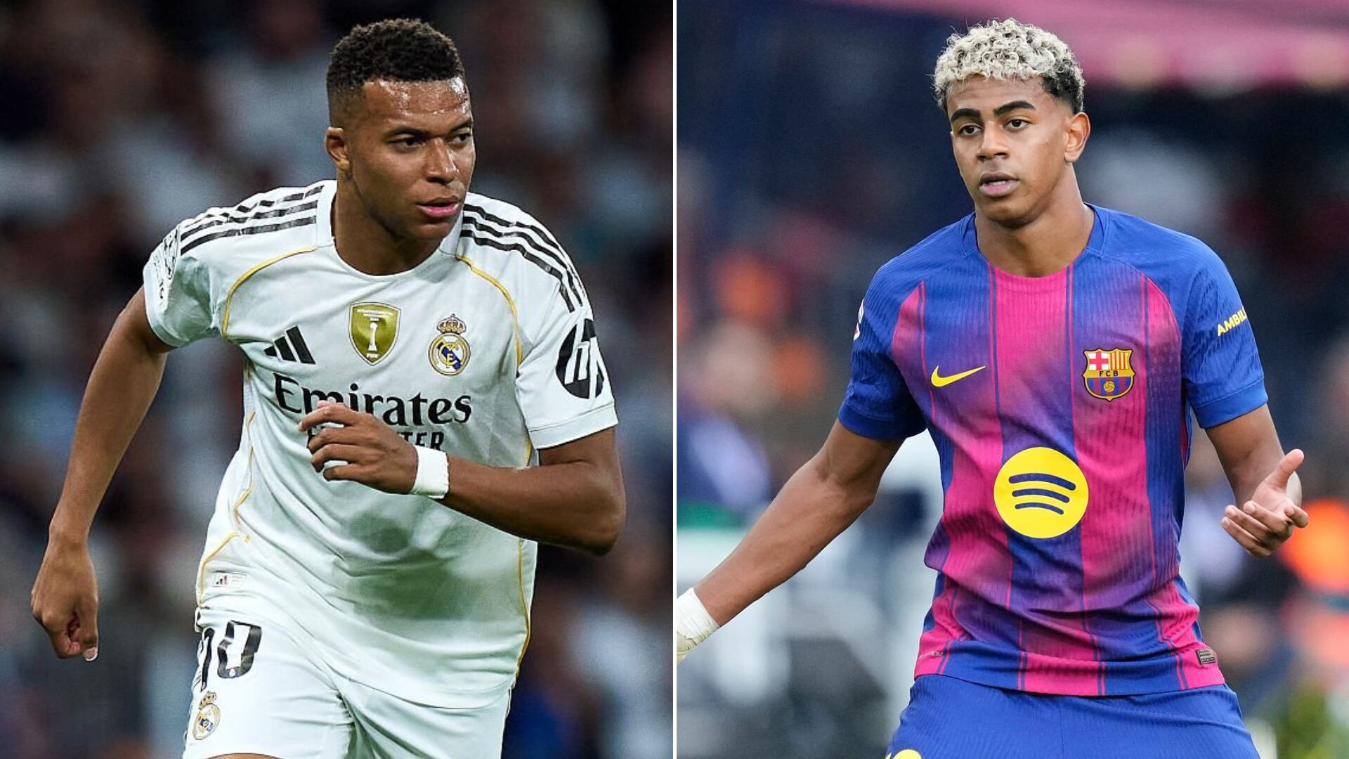El jugador del Real Madrid Mbappé y el FC Barcelona Lamine Yamal