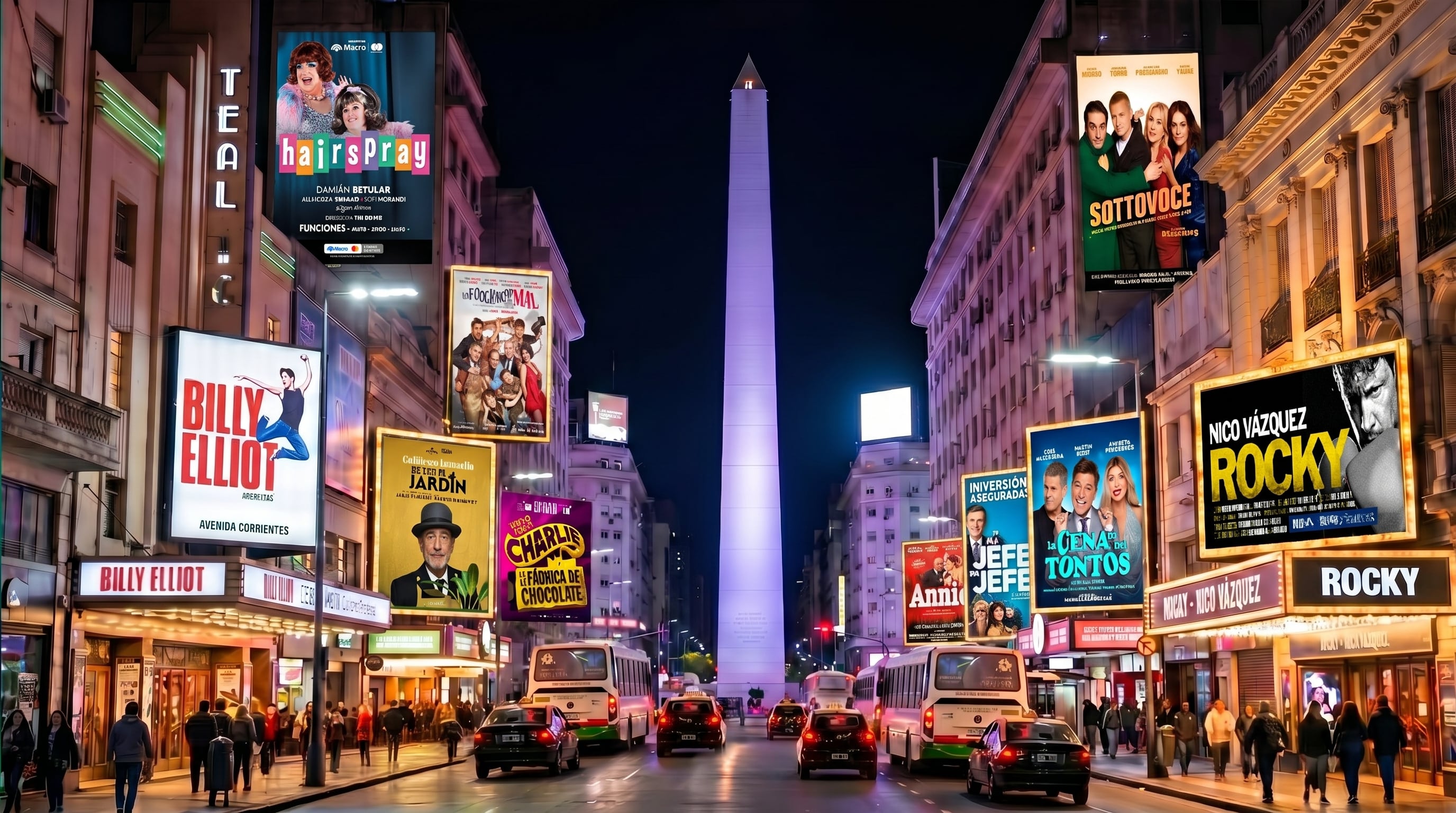 Una recreación de las principales marquesinas del circuito comercial porteño que se desarrolla a lo largo de la calle Corrientes y adyacencias (Imagen Ilustrativa Infobae)