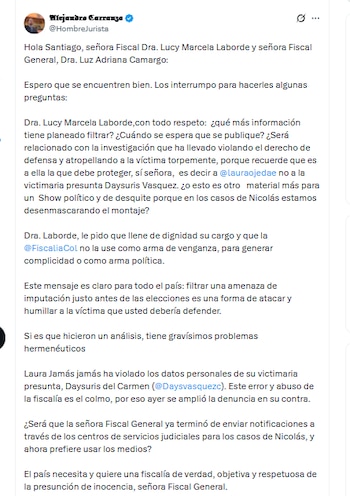 El abogado Alejandro Carranza insinuó