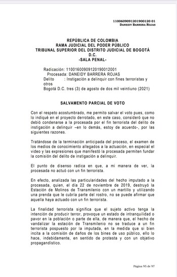 el Salvamento de Voto del