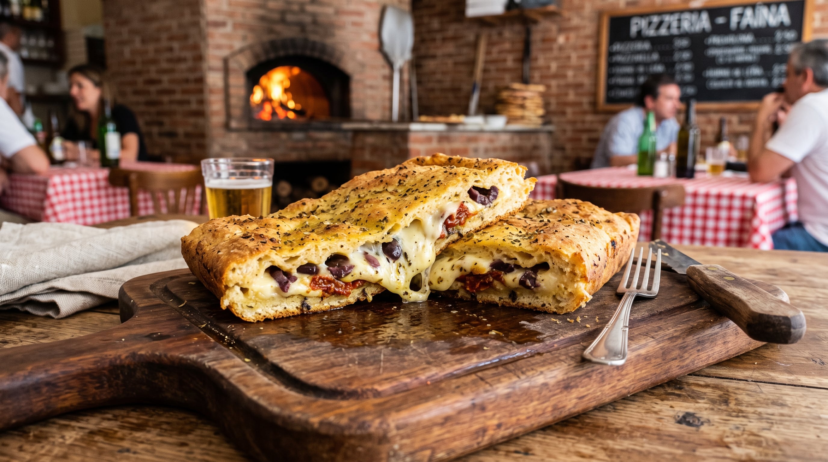 Una propuesta que intercala capas de fainá con mozzarella, tomates secos y aceitunas, logrando un bocado sabroso y contundente (Imagen Ilustrativa Infobae)