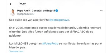 Papo Amín le respondió al presidente Petro que el Pacto Histórico iba a perder las elecciones - crédito @papoaminCD