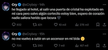 Cry sufrió leves cortes en