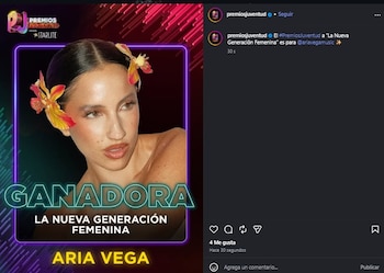 Aria Vega resultó ganadora en la categoría "La nueva generación femenina".