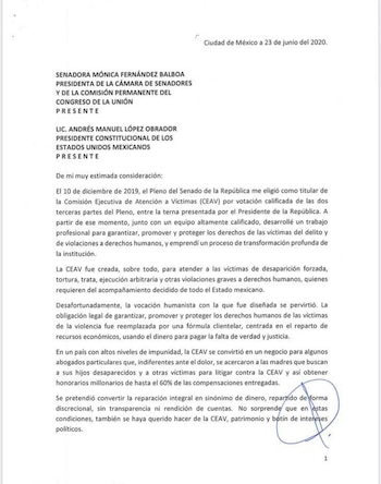 Primera parte de la carta