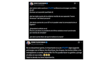 La crítica de Eddie Fleischman a la gestión de Agustín Lozano y Jean Ferrari en la FPF. - capturas: Twitter Eddie Fleischman