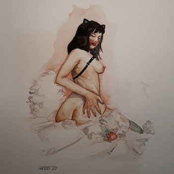 Un dibujo con ella como