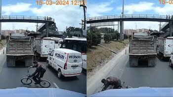 Accidente fingido entre ciclistas