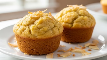 Muffins integrales de piña y coco: fibra, frescura y energía en cada bocado