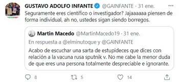 Gustavo Adolfo Infante cruzó mensajes