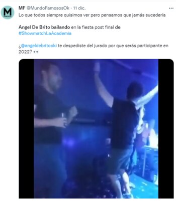 Furor en las redes por un video de Ángel De Brito bailando