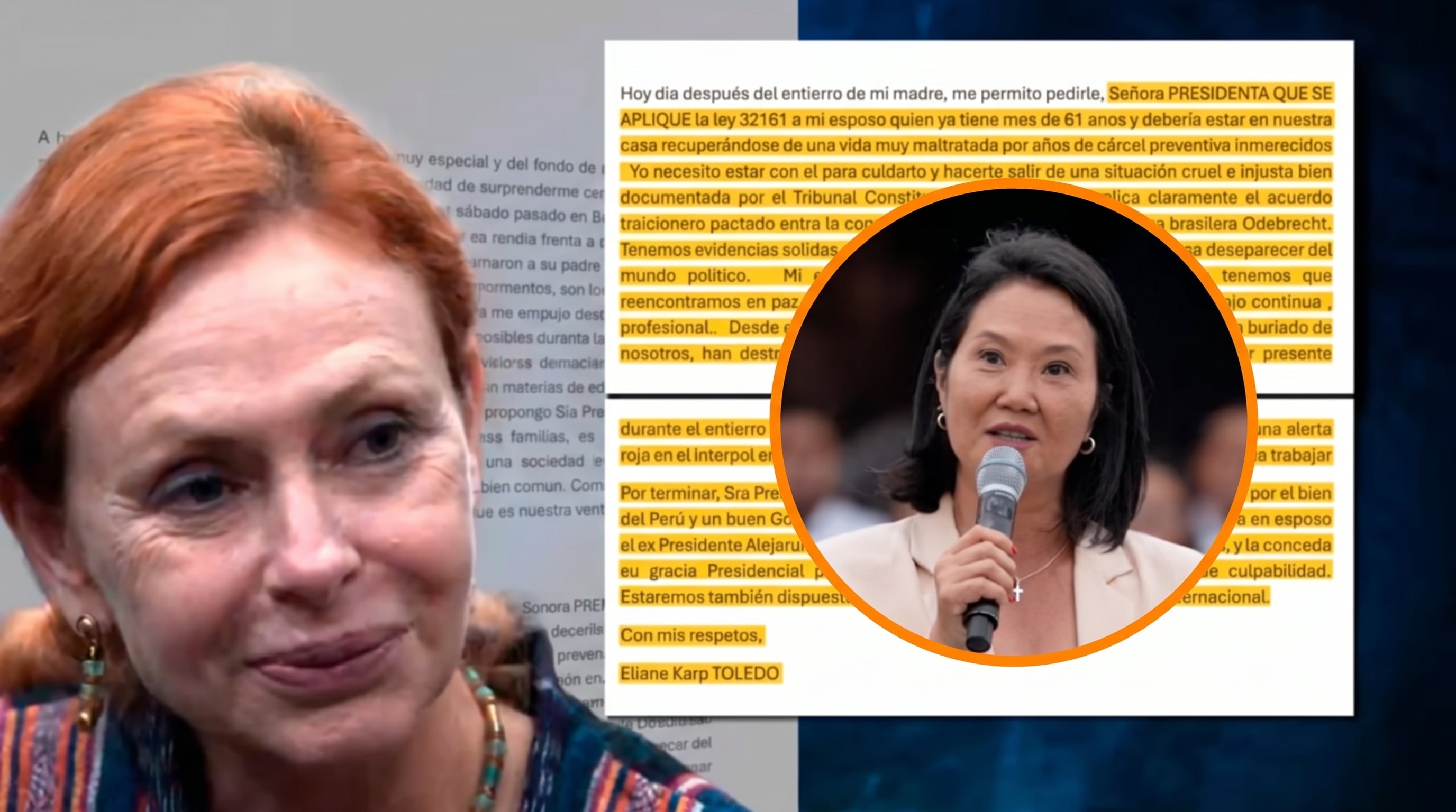 Eliane Karp ruega a Keiko Fujimori por gracia presidencial para Alejandro Toledo tras muerte de su madre: “Mi esposo está muy enfermo”
