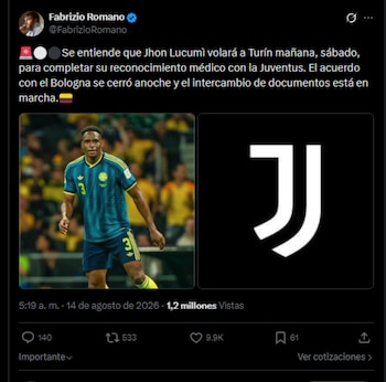 El defensor firmará su contrato como nuevo jugador de la Juventus-crédito @FabrizioRomano/X