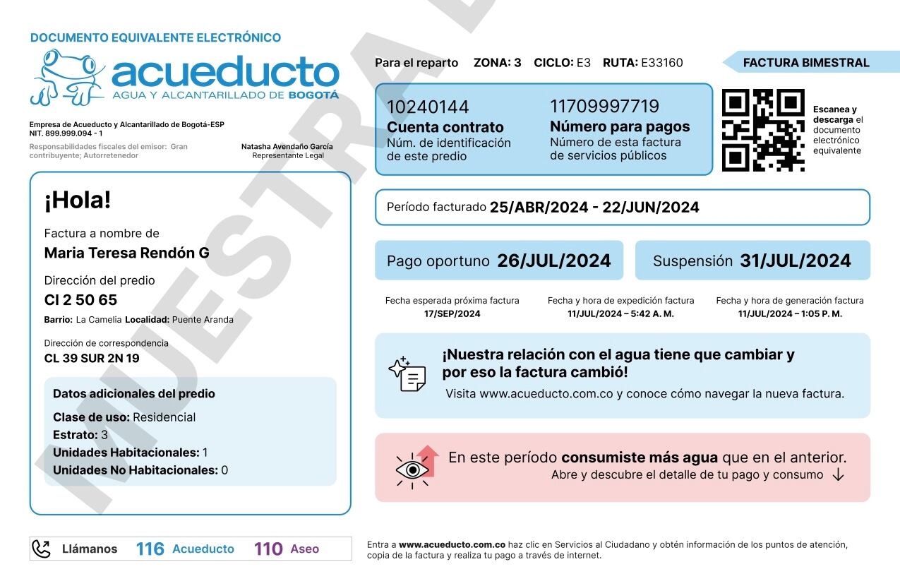 Una medida más cotidiana y fácil de comprender - crédito @AcueductoBogota/X